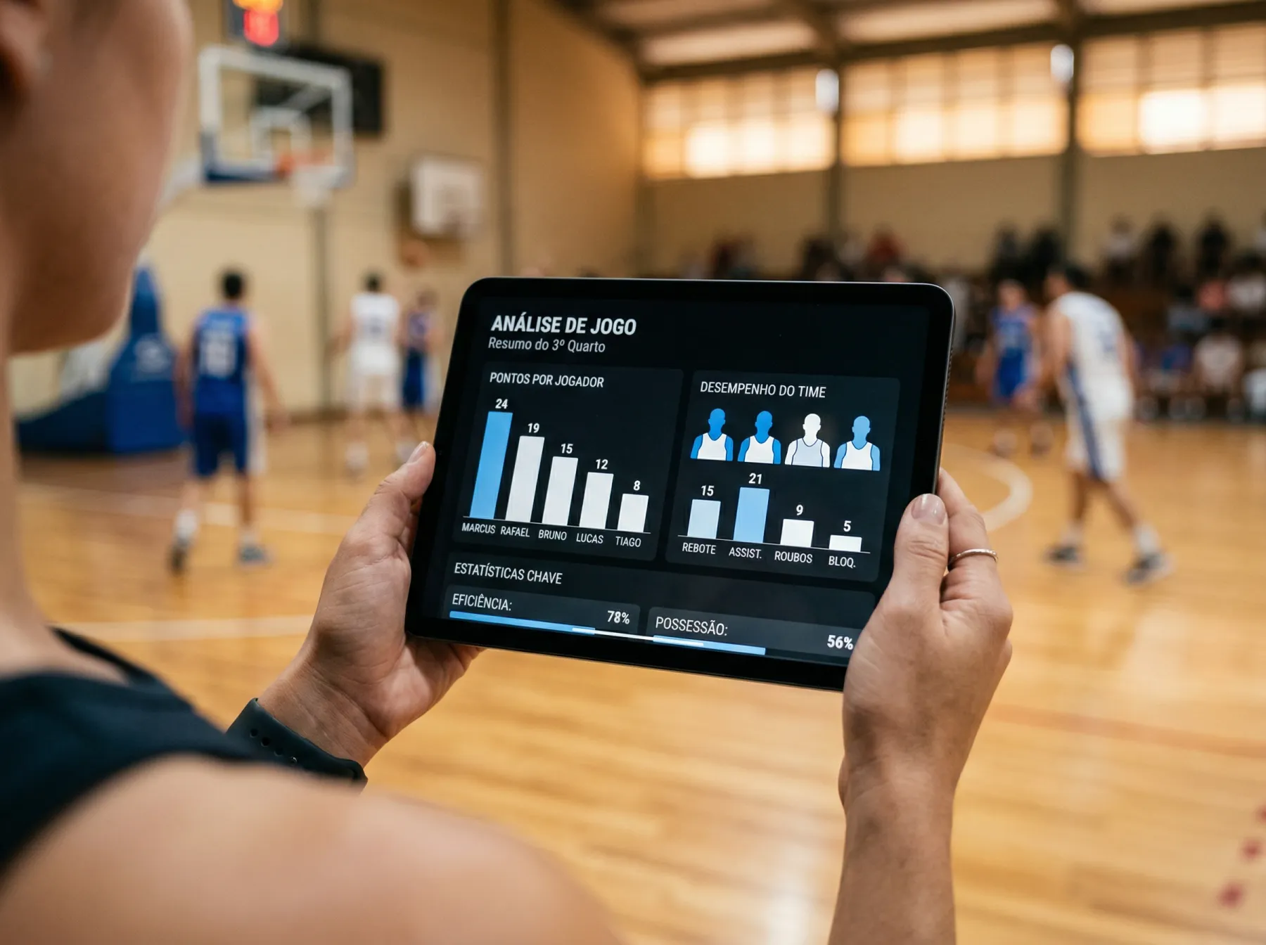 Painel de estatísticas avançadas da NBA com métricas de desempenho