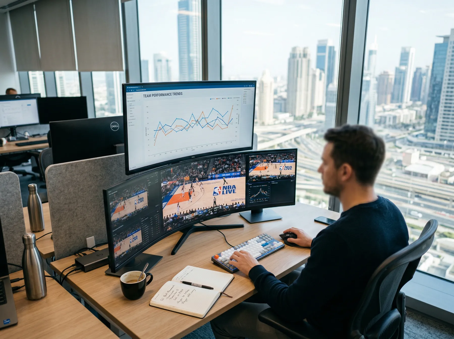 Crescimento do mercado de apostas em basquetebol com gráfico de tendências